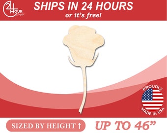 Unfinished Wooden Rose Shape  - Love - Valentine - Flower - Craft - from 1" up to 46"  DIY