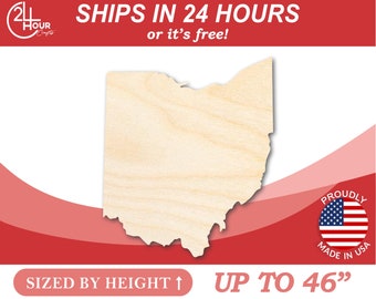 Unfinished Wooden Ohio Shape - State - Craft - from 1&quot; up to 46&quot;  DIY