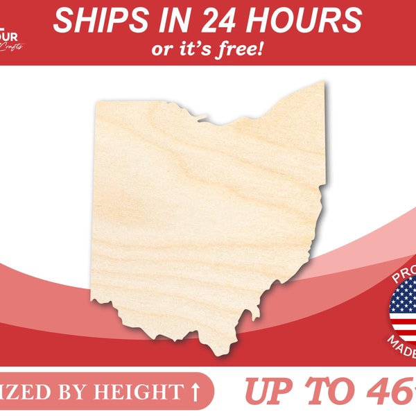 Unfinished Wooden Ohio Shape - State - Craft - from 1" up to 46"  DIY