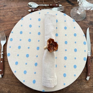 Round Circle Linen Placemats - washable, embroidered 100% linen