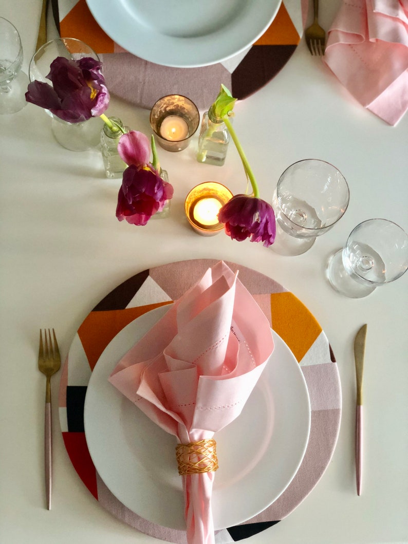 Round Placemats / Charger Plates Canvas Washable Removable Etsy