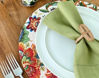 Round Placemats - floral placemats, washable.