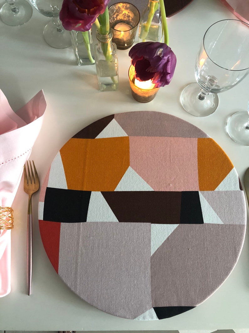 Round Placemats / Charger Plates Canvas Washable Removable Etsy