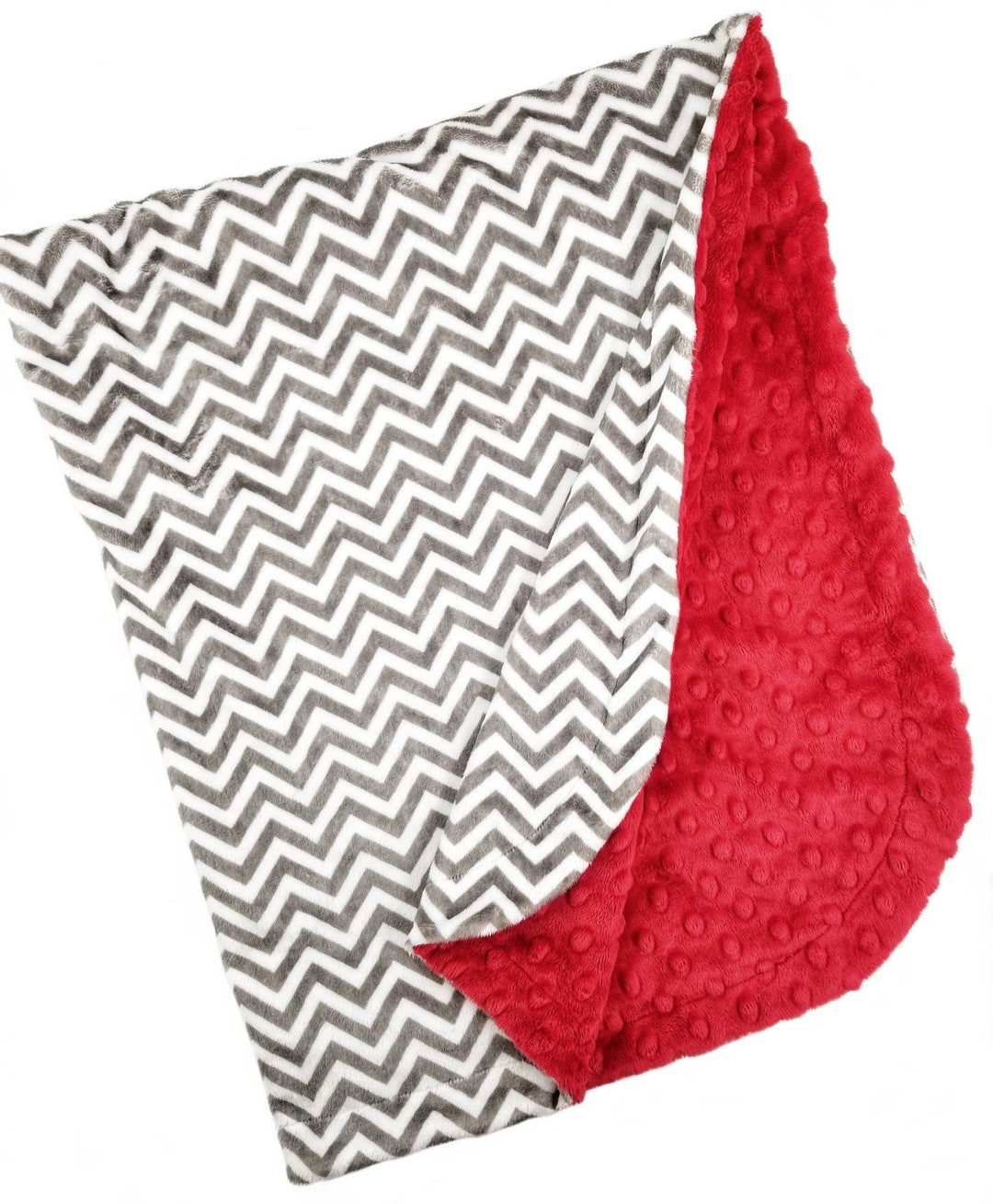 Gray and White Chevron Minky Baby Blanket/gray and Red Baby Etsy
