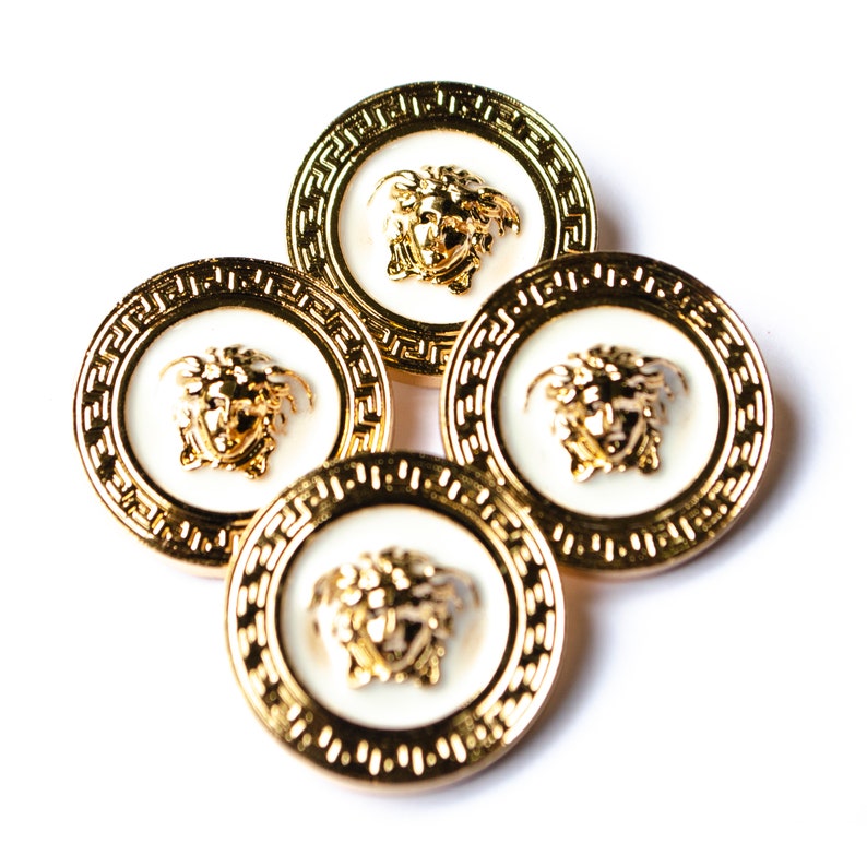 Versace Vintage UnStamped buttons. Gold and White 22 mm Etsy