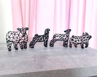 Geo Livestock Decor: 3D Printed Farm Animals, Nursery Shelf Sitter