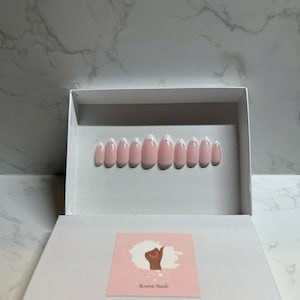 Almond French tip press on nails