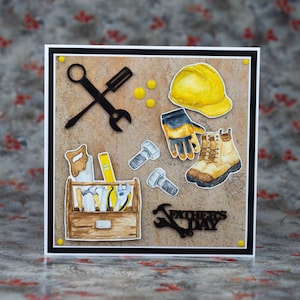 Cartão de dia dos pais DAD Tools, primeiro cartão de dia dos pais, cartão de dia dos pais feito à mão, presente de dia dos pais da criança, amante de ferramentas, cartões de pai vintage