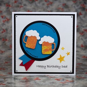 Carte de fête des pères heureuse, carte de fête des pères pour beau-père, carte de fête des pères unique faite main, carte pour grand-père, verre à bière - verre de pinte