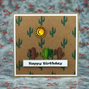 Carte de joyeux anniversaire faite à la main, carte d’anniversaire de plantes, carte d’anniversaire de cactus, carte de vœux cactus