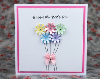 Muttertagskarten, Muttertagskarte, Handgemachte glückliche Muttertagskarten, Handgefertigte Mama glücklich, Blumenmuttertagskarte, 3D-Karten, Karte UK