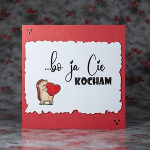 Cartão de amor polonês feito à mão, cartão de dia dos namorados feito à mão, cartão de amor, cartões românticos, Polska kartka walentynkowa, kocham Cię