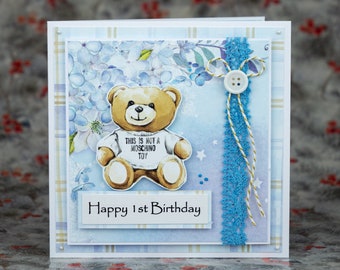 Children's Birthday Cards, Kids Birthday Cards, 1st Birthday, Handmade greeting card, 3D card