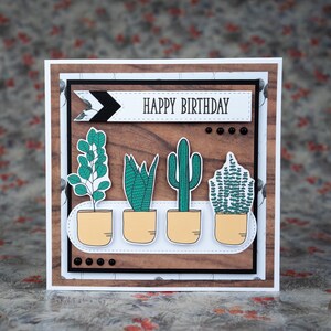 Carte de joyeux anniversaire faite à la main, carte d’anniversaire de plantes, carte d’anniversaire de cactus, carte de vœux cactus
