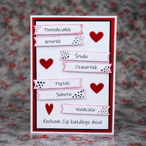 Cartão de amor polonês feito à mão, cartão de dia dos namorados feito à mão, cartão de amor, cartões românticos, Polska kartka walentynkowa
