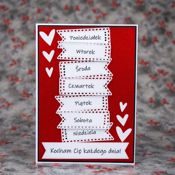 Carte d’amour polonaise faite à la main, carte de Saint-Valentin faite à la main, carte d’amour, cartes romantiques, Polska kartka walentynkowa