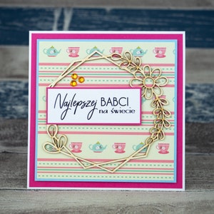 Tarjetas hechas a mano para abuela, Dla babci, polskie kartki w UK, tarjeta de felicitación polaca para abuela, tarjetas polacas hechas a mano, Dzień babci