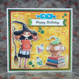 Handgemaakte Happy Birthday kaart voor kind, shining, luxe handgemaakte kaart, Unicorn Magical kaart,