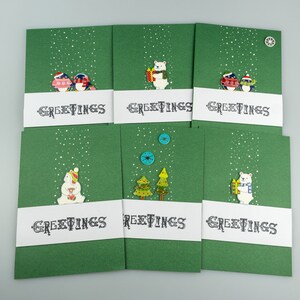 Pack of 6 Christmas green cards, Handmade Christmas cards, Festive cards, Xmas card pack, Card Bundle , Christmas Cards