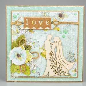 Boxed Card Handgemaakte Wens 3D-kaart -trouwkaart - Kaart in een presentatiedoos - unieke- liefde - Gerecyclede kaarten
