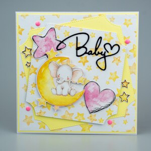 Neue Babykarte Handmedee Grußkarte - Baby Girl - Its a Girl - Karte - blanko innen - Recycelte Karte Unikat 3D Karte
