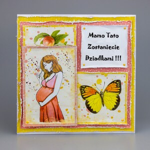 Tarjeta polaca para el nuevo bebé nacido , tarjeta de felicitación Handmede, Polska kartka narodziny dziecka dla dziadków