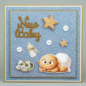 Nuovo biglietto per bambini Handmede biglietto di auguri - Neonato - È un ragazzo - biglietto - vuoto all'interno - Carta riciclata Biglietto 3D unico