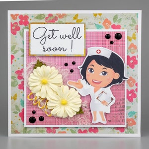 Biglietto di auguri fatto a mano / guarisci presto / vuoto all'interno / biglietto 3D