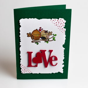 Carte de Saint-Valentin faite à la main Love Blank inside / Oiseaux