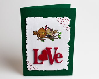 Handmade Valentine's card Love Blank inside / Birds
