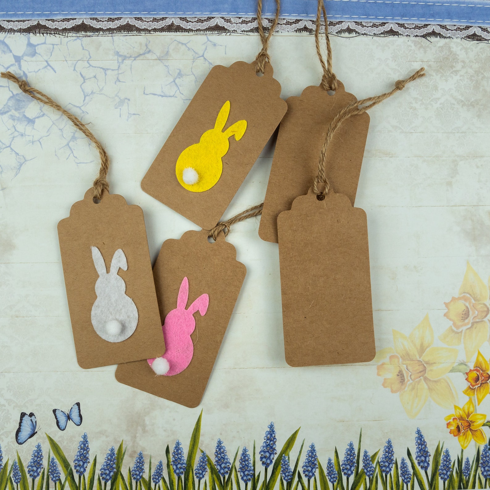 Handmade Bunny Rabbit Tags - Gift Easter Tags, Spring, Decoration ...