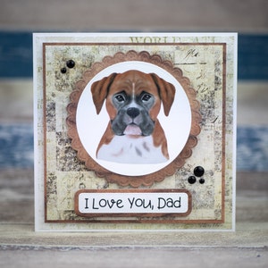 Carte de fête des pères heureuse, carte de fête des pères pour beau-père, carte de fête des pères unique faite à la main, carte avec un chien je t'aime papa