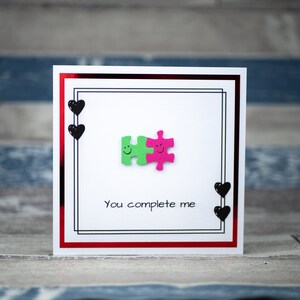 Je maakt mij compleet, Valentijnsdagkaart Liefde, Valentijnsdagkaart, Handgemaakte Valentijnsdagkaart, Leuke puzzel Valentijnskaart