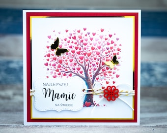 Cartes faites main pour la fête des mères, Dla mamy, polskie kartki w UK, carte de voeux polonaise pour mère, cartes polonaises faites main, Dzień Mamy