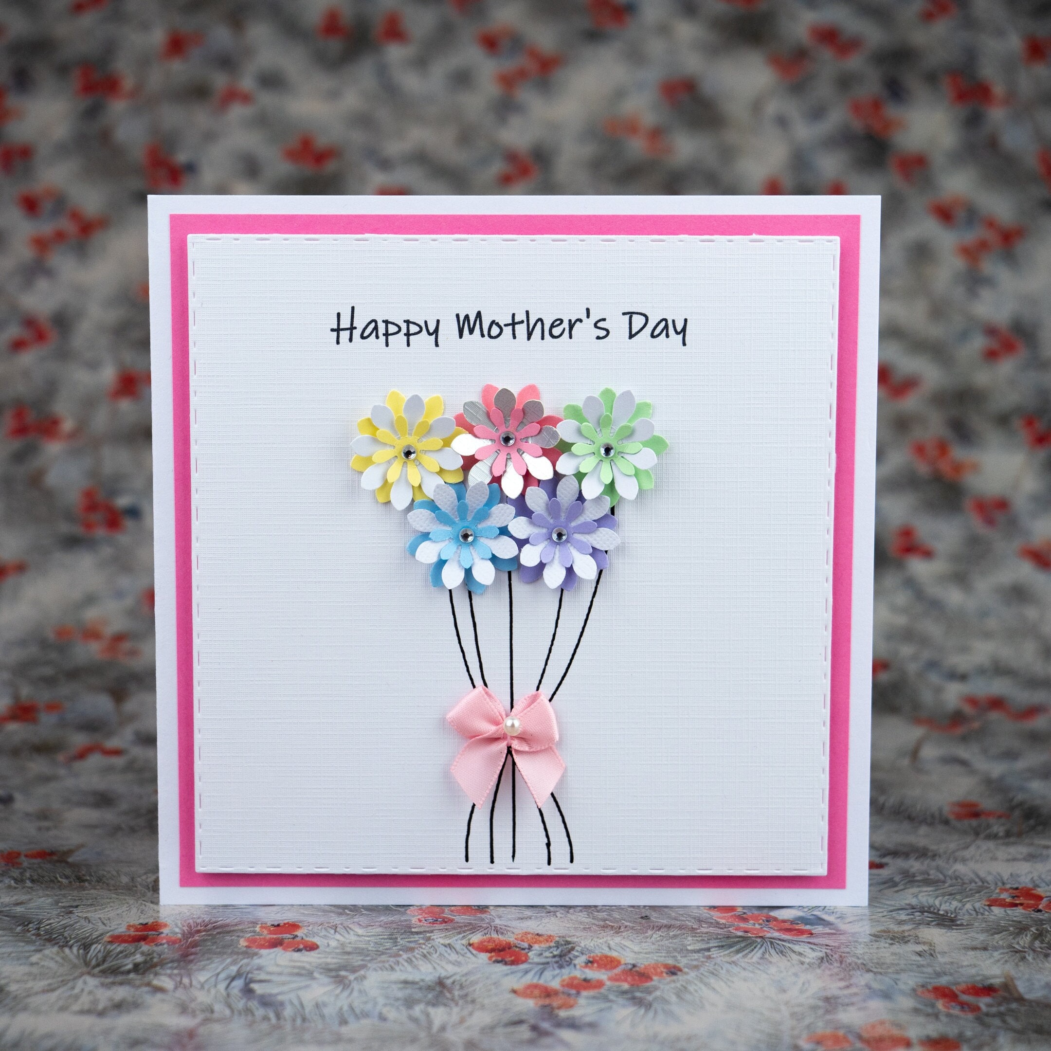 Mother S Day Card Handmade Happy Mother Day Card Floral Etsy UK