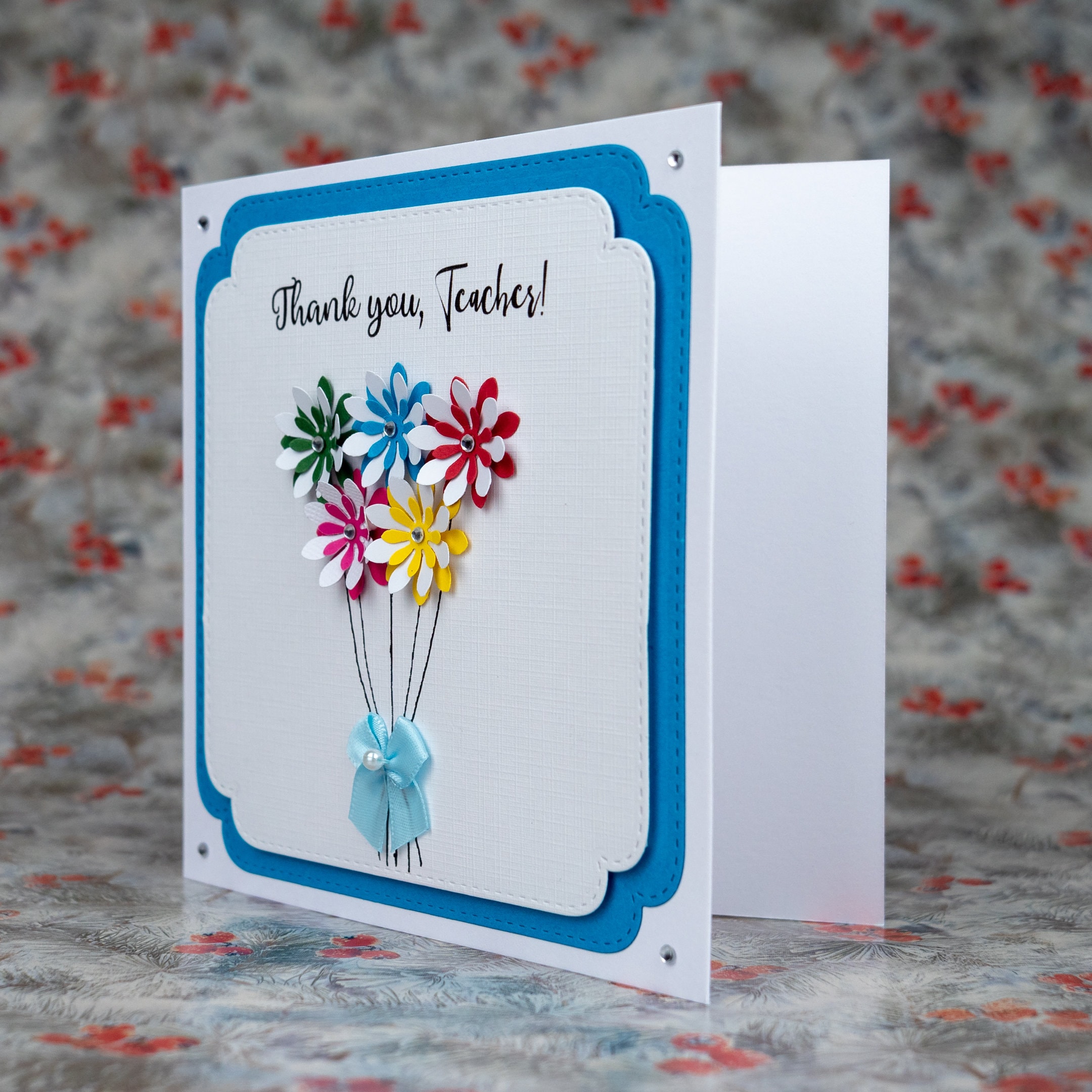Buy Handmade Thank You Teacher Card Flowers End of Term Cards Handmade Greetings Card Teaching Assistant Thank You Card Thank You for Teacher Online in India Etsy