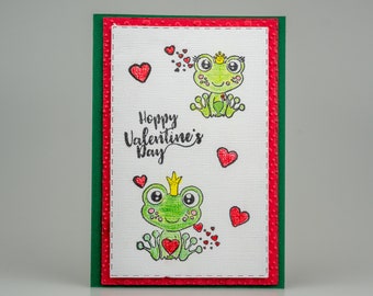 Carte de Saint-Valentin faite à la main Amour / Grenouilles