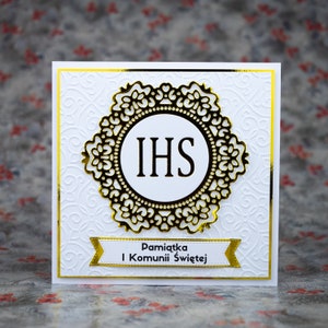 Carte de première communion de salutation faite à la main - Unique Pamiatka Pierwszej Komunii Świetej,