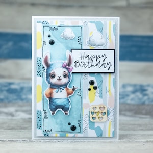 Tarjeta de feliz cumpleaños hecha a mano para niño, brillante, tarjeta hecha a mano de lujo, tarjeta mágica de unicornio,