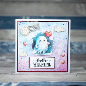 Carte de Saint-Valentin faite main, amour vierge à l'intérieur, écoutez, joyeuse Saint-Valentin, carte estampée à la main
