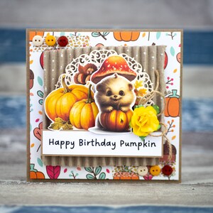 Tarjeta de cumpleaños en caja Tarjeta de felicitación 3D hecha a mano Tarjeta de feliz cumpleaños - Tarjeta en una caja de presentación - Flores - regalo único, hecho a mano, tarjeta de otoño