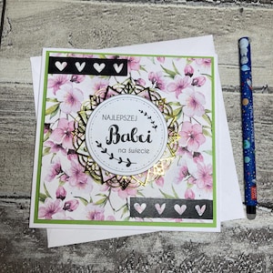 Tarjetas hechas a mano para abuela, Dla babci, polskie kartki w UK, tarjeta de felicitación polaca para abuela, tarjetas polacas hechas a mano, Dzień babci