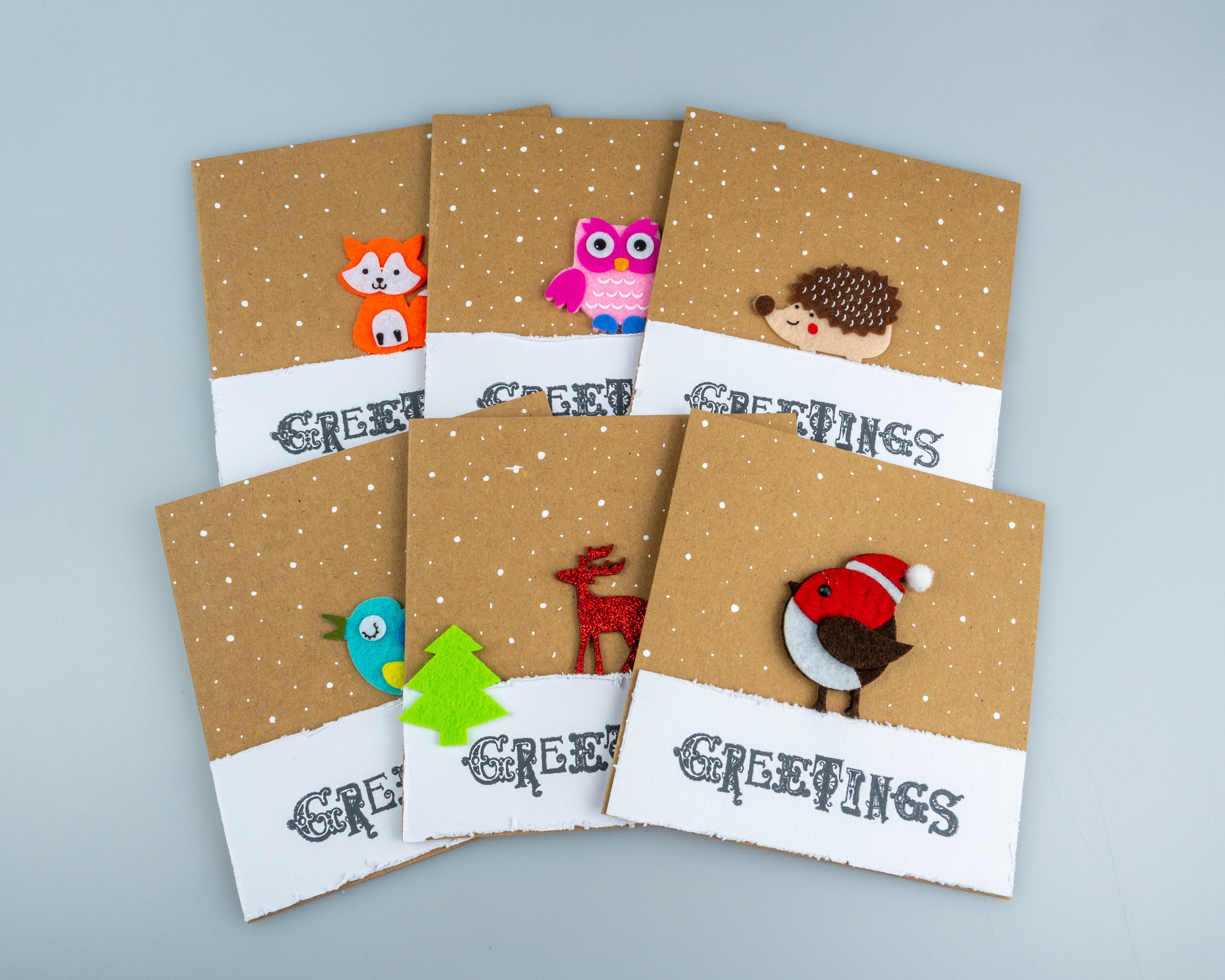 6er Set WEIHNACHTSKARTEN, Handgemachte Grußkarte Frohe Weihnachten,  Tierkarten, Festliche Karten, Kartenpaket, rustikal, recycelte Kraftkarten  - Etsy Österreich, image size:2700x2160