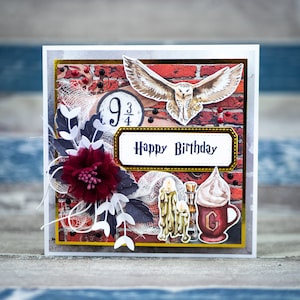Harry Potter Geburtstagskarten, Zauberer, handgemachte BOXED 3D alles Gute zum Geburtstagkarte für Kind, glänzende, glänzende handgemachte Luxuskarte, magische Einhornkarte