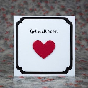 Handgemachte Grußkarte / get well soon / blanko innen / 3D Karte