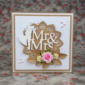 Boxed Card Handmade Greeting 3D Card  - wedding card - Anniversary-  Card in a presentation box- Flowers- unique- vintage/rustic style
