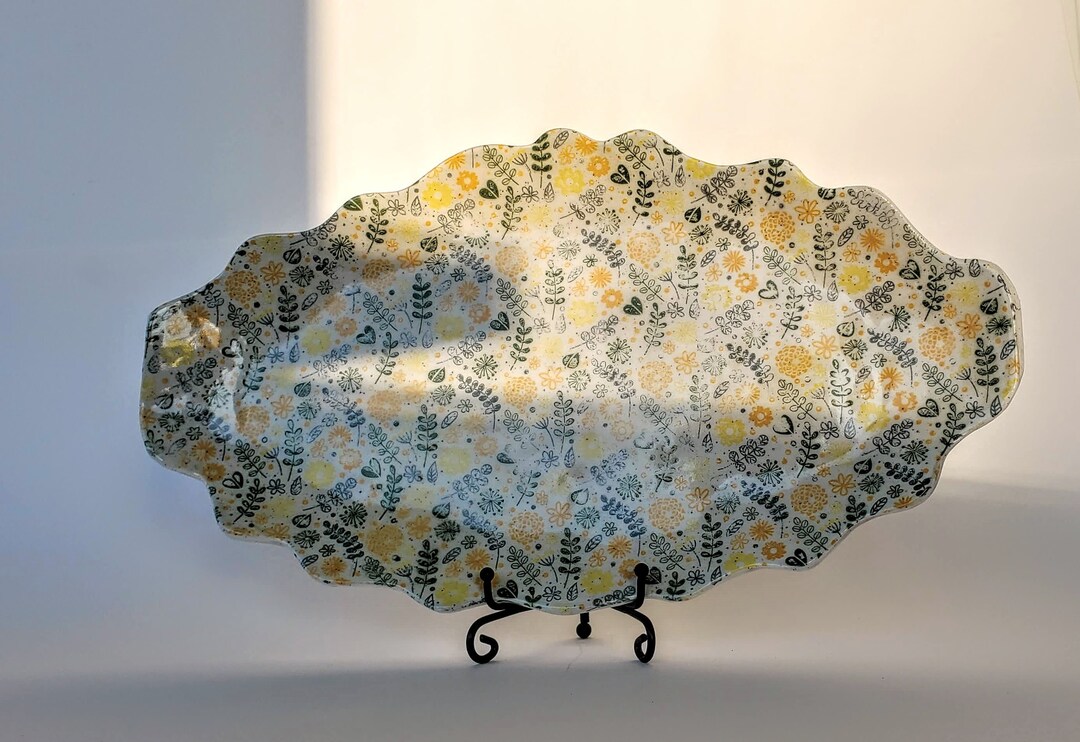 Handmade Pottery Platter Boho Serving Platter Hand Painted Etsy