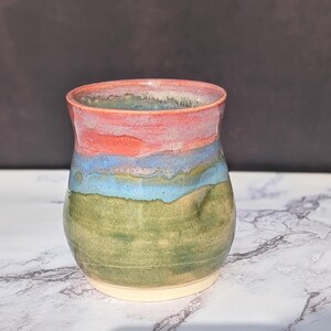 Hand-Painted Tropical Glaze Ceramic Tumbler: Modern Pottery Drinking Glass