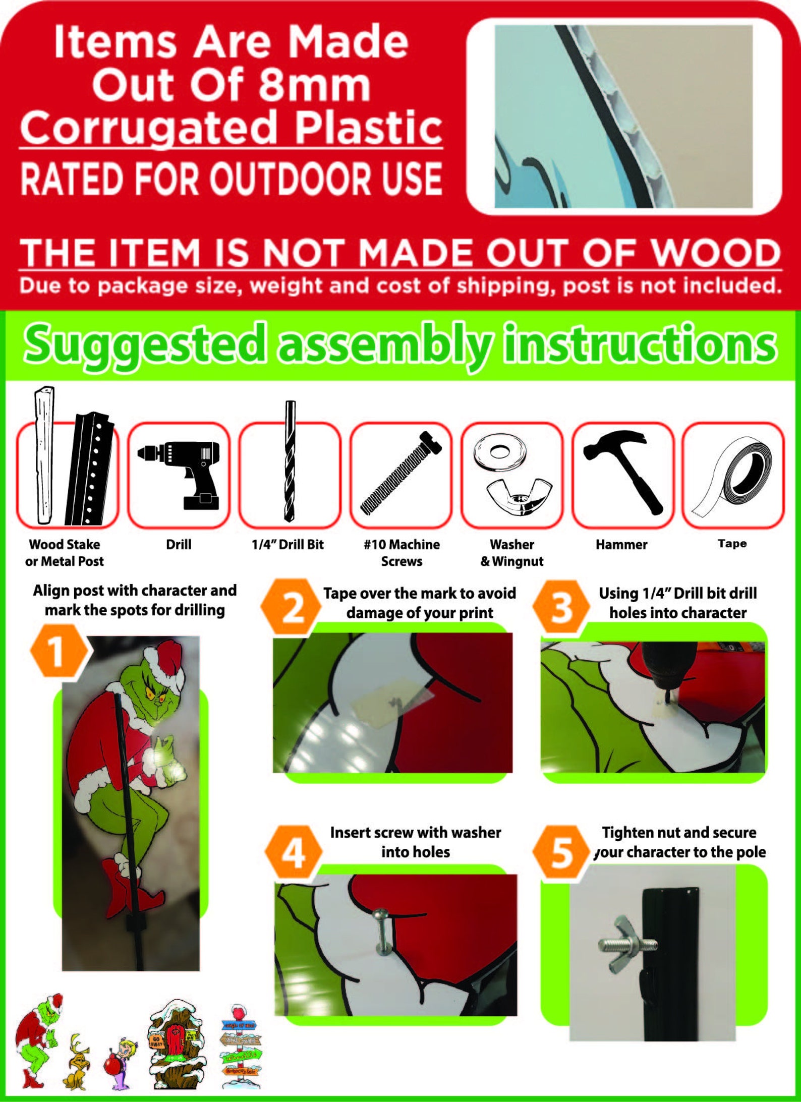 Right Facing GRINCH Stealing Christmas Lights Yard Art Grinch Etsy