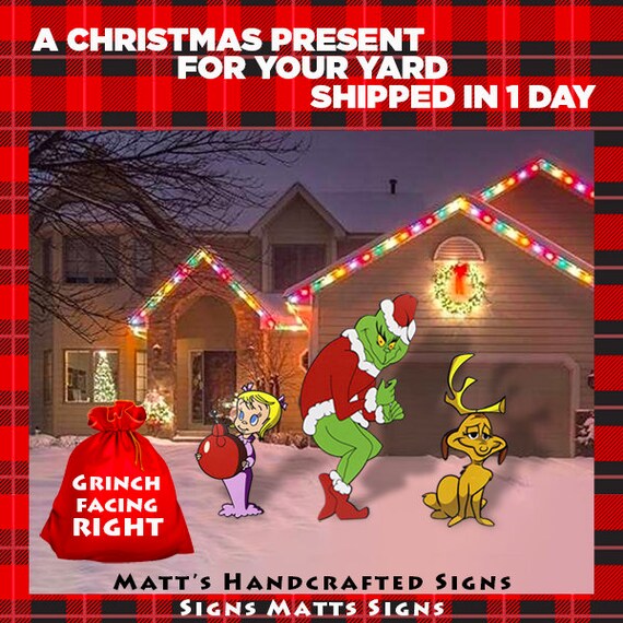 Right Facing GRINCH Stealing Christmas Lights Yard Art Grinch Etsy